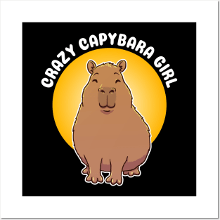 Cute Crazy Capybara Girl Posters and Art